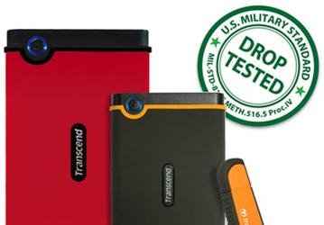 Накопителям Transcend  JetFlash V70, StoreJet 18M и StoreJet 25M не страшны удары